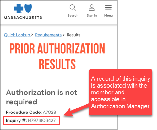 Screenshot showing no authorization required