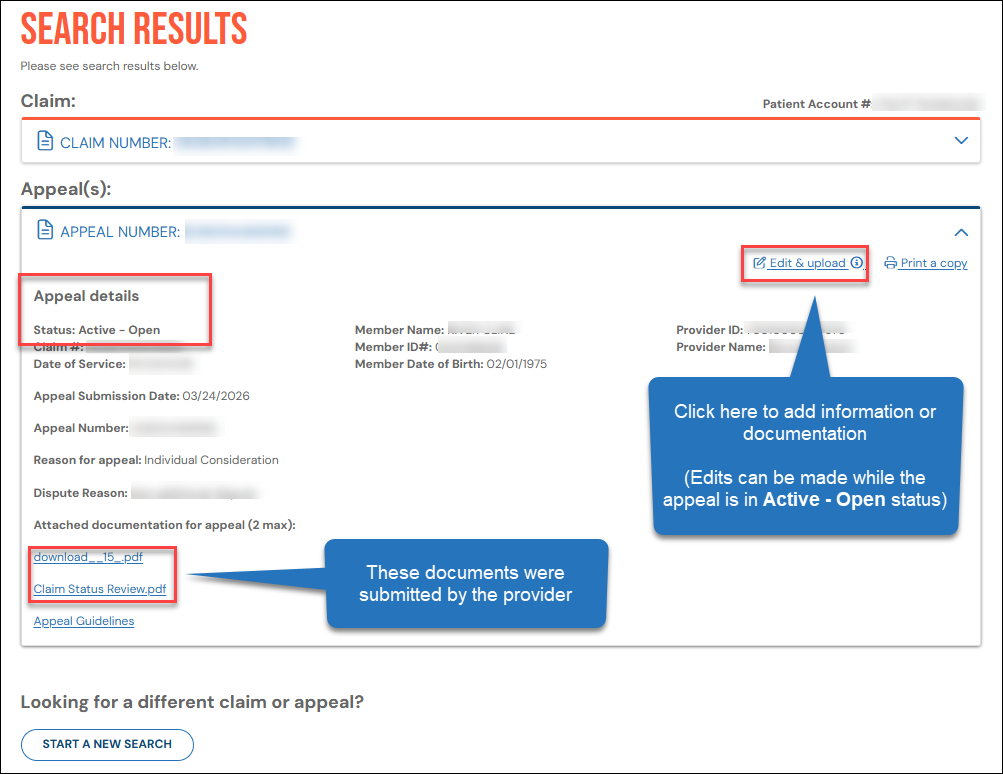Screenshot of showing details